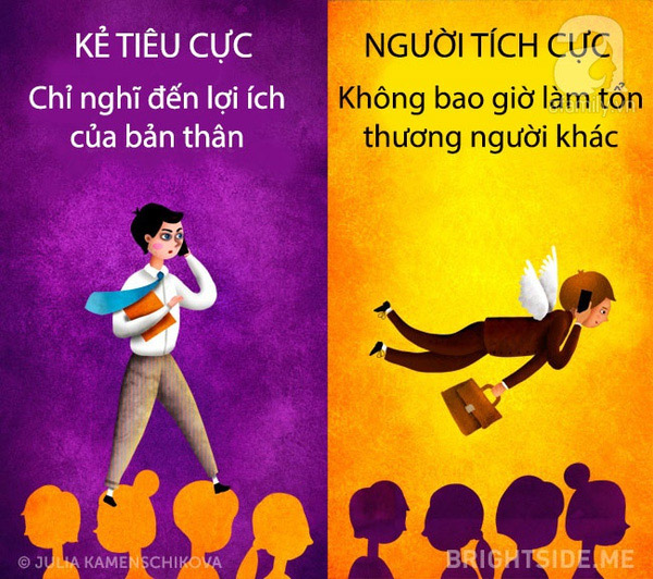 Sự khác biệt giữa kẻ tiêu cực và người tích cực